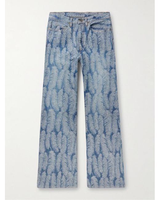 Kapital Magpie schmal geschnittene ausgestellte Jeans mit Jacquard-Muster in Blue für Herren