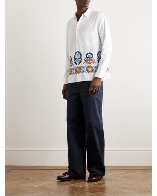 A Kind Of Guise White Gusto Embroidered Cotton Shirt for men
