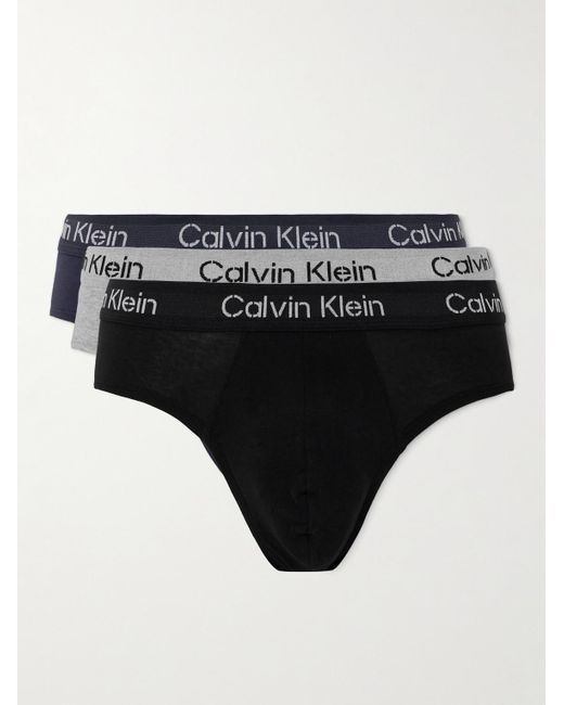 Calvin Klein Black Three-pack Stretch-cotton Briefs for men