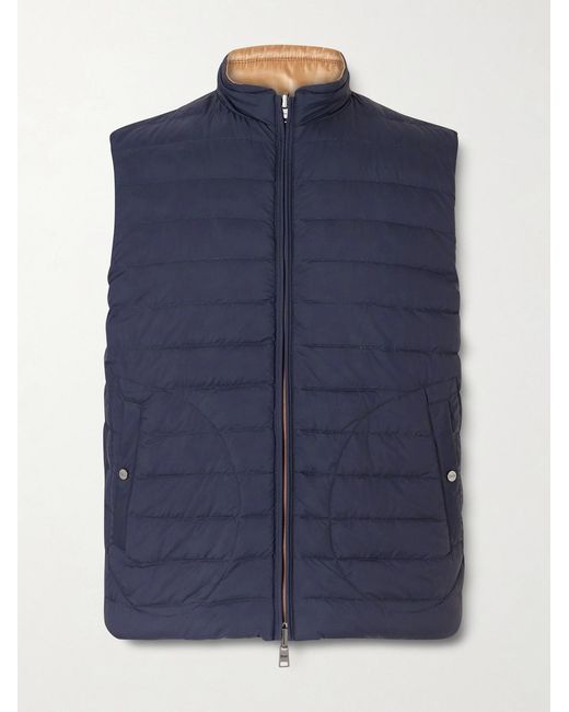 Herno Blue Reversible Quilted Down Gilet for men