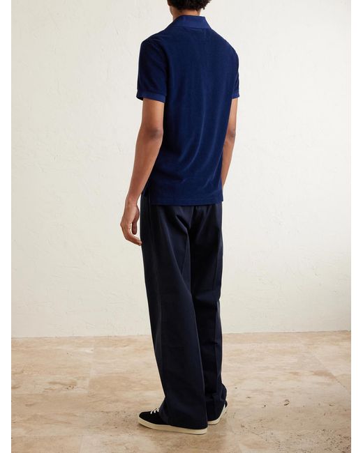 Tom Ford Blue Slim-fit Cotton-blend Terry Polo Shirt for men