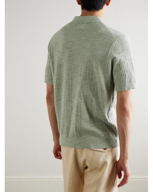 NN07 Green Nolan 6695 Textured-Knit Organic Cotton Shirt for men