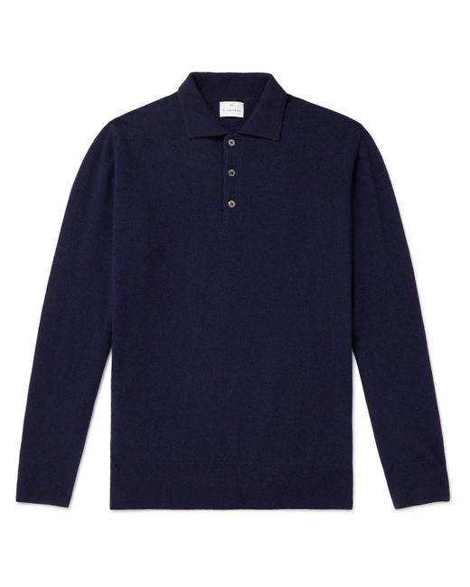 Kingsman Blue Wade Merino Wool And Cashmere-blend Polo Shirt for men