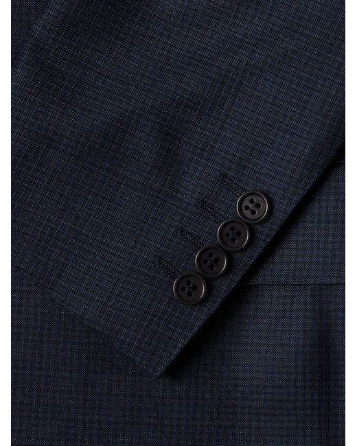 Canali Blue Checked Super 130S Wool Suit Jacket for men