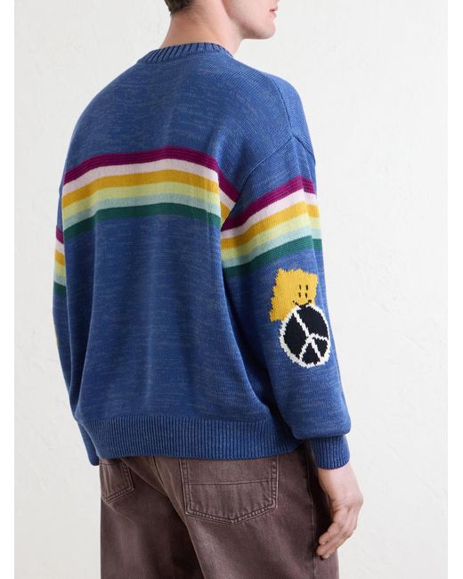 Kapital Blue Peckish Striped Cotton And Wool-Blend Sweater for men