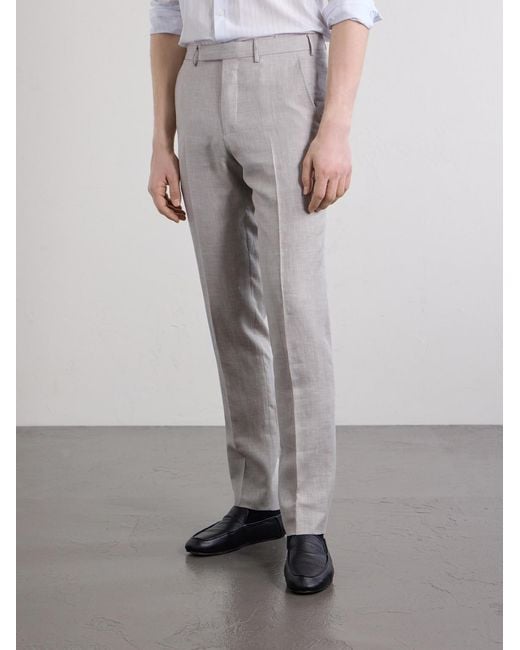 Zegna Natural Slim-fit Tapered Pleated Wool for men