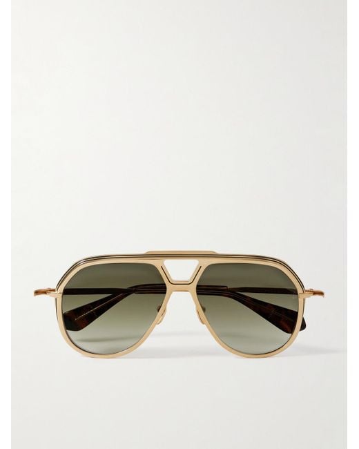 Jacques Marie Mage Metallic Lockheed Aviator-style Gold-tone And Tortoiseshell Acetate Sunglasses for men