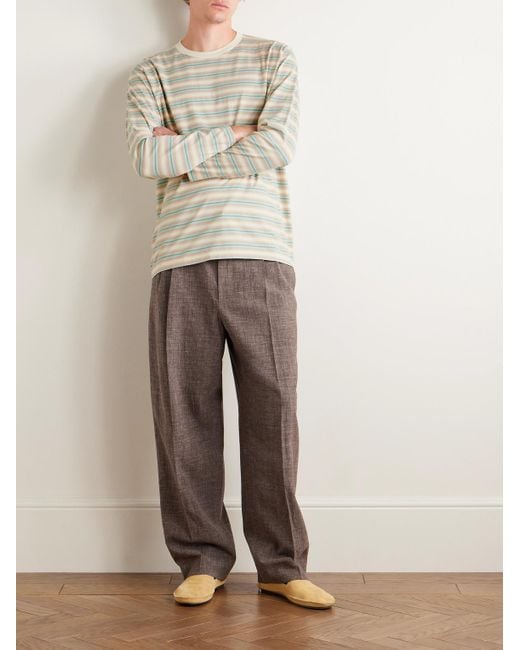 Auralee Natural Striped Cotton-jersey T-shirt for men
