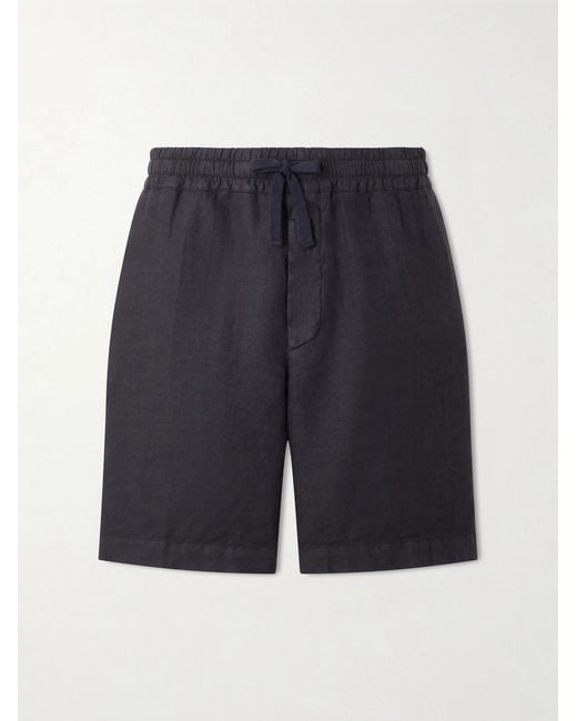 Altea Blue Samuel Straight-leg Linen Drawstring Shorts for men