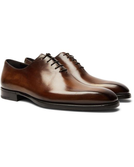 Berluti Alessandro Capri Leather Whole-cut Oxford Shoes in Brown