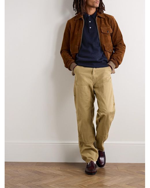 Drake's Blue Merino Wool Polo Shirt for men