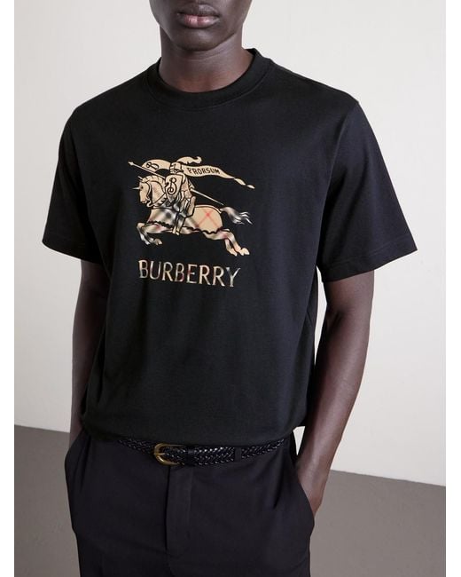 Burberry Blue Logo-print Cotton-jersey T-shirt for men