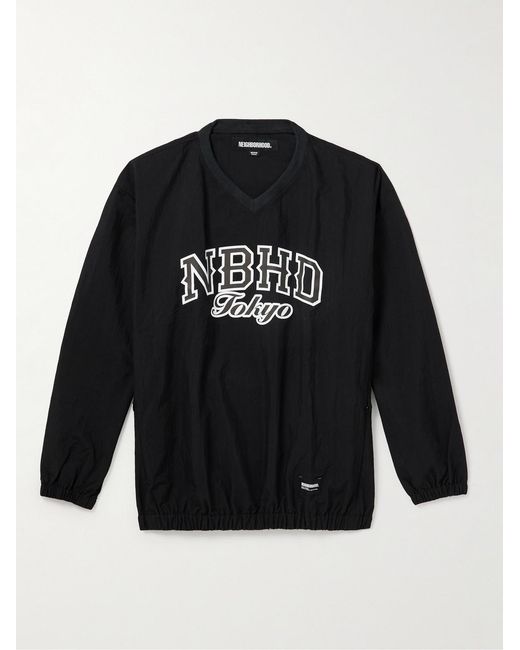Neighborhood Black Logo-Print Sheltech Sweatshirt for men