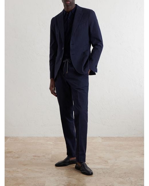 Slowear Blue Seersucker Suit Jacket for men