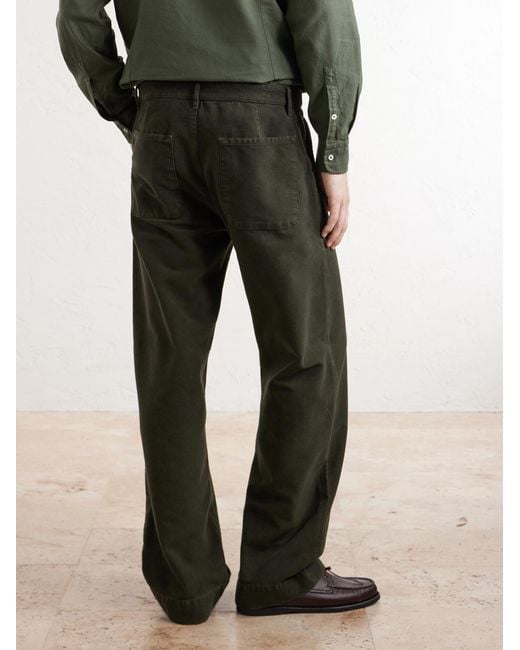 Massimo Alba Green New Regata Straight-Leg Brushed Cotton Trousers for men