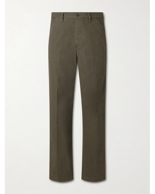 Dries Van Noten Green Straight-Leg Stretch-Cotton Twill Trousers for men