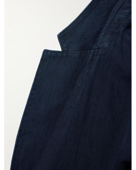 Theory Blue Clinton Cotton And Linen-Blend Blazer for men