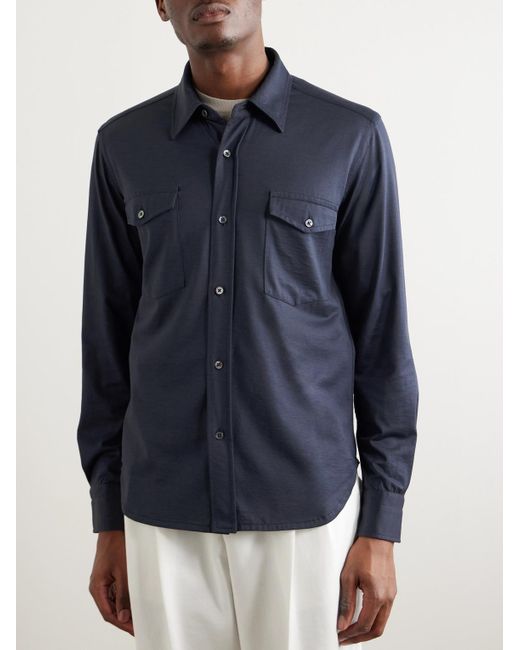 Tom Ford Blue Silk And Cotton-blend Shirt for men