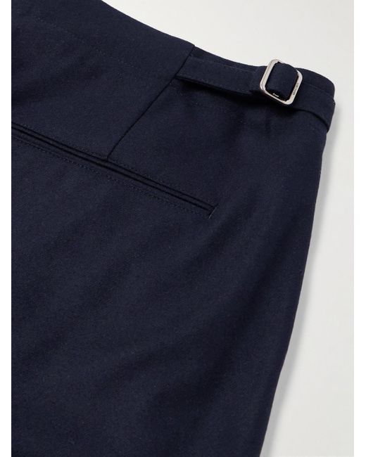 Pantaloni a gamba dritta in misto lana e cashmere con pinces Joetsu di Loro Piana in Blue da Uomo