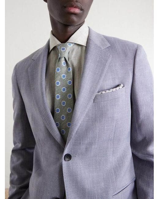 Mr P. Blue Wool, Silk And Linen-Blend Suit Jacket for men