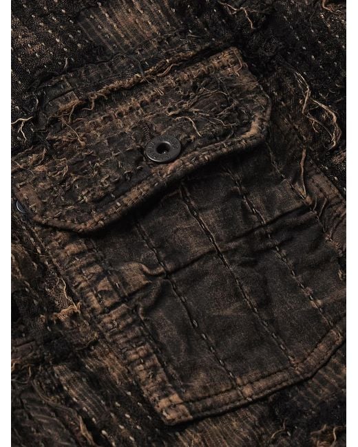 Kapital Black Boro Distressed Patchwork Cotton And Linen-Blend Jacket for men