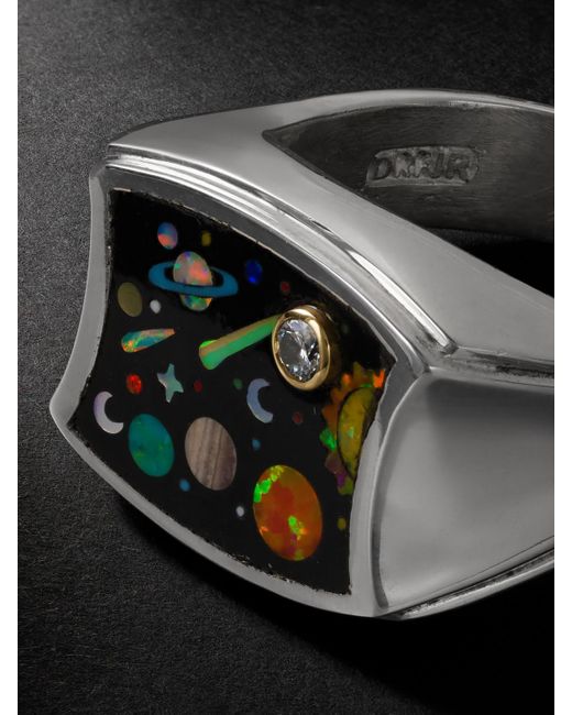 Jacquie Aiche Black Sterling Silver Multi-stone Ring for men
