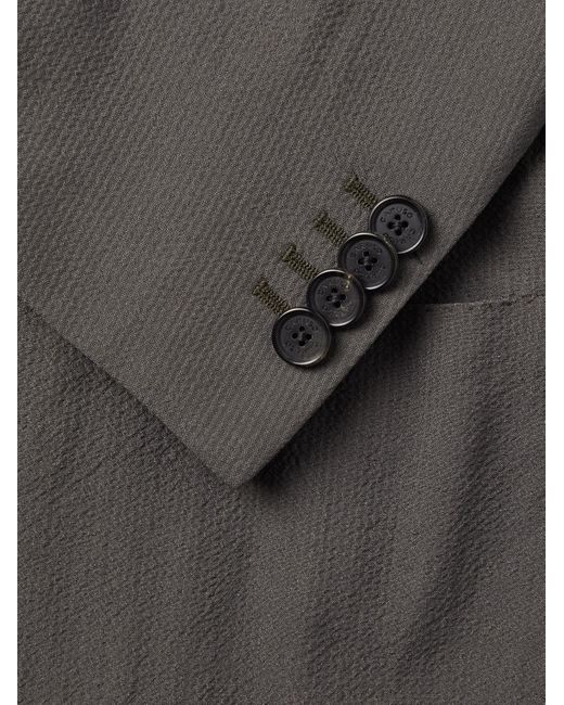 Caruso Gray Aida Super 150s Wool And Silk-blend Seersucker Suit Jacket for men