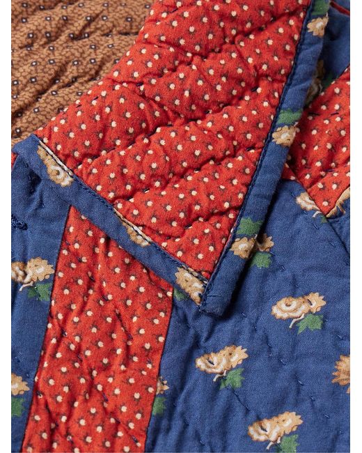 Bode Red Sheepfold Quilted Padded Printed Cotton Jacket for men