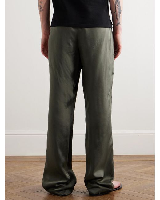Saint Laurent Green Straight-leg Satin-twill Trousers for men