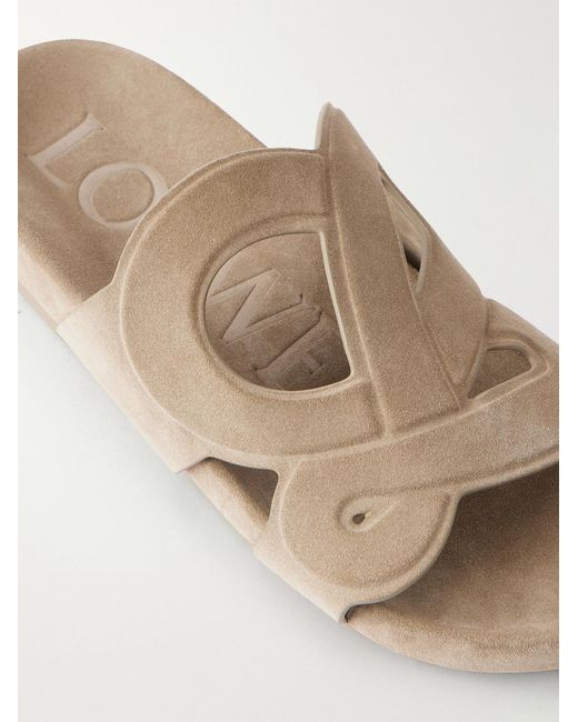 Loewe Natural Paula's Ibiza Ease Monogram Suede Slides for men