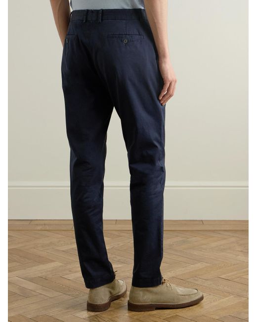 Sunspel Blue Straight-Leg Garment-Dyed Cotton-Blend Twill Chinos for men