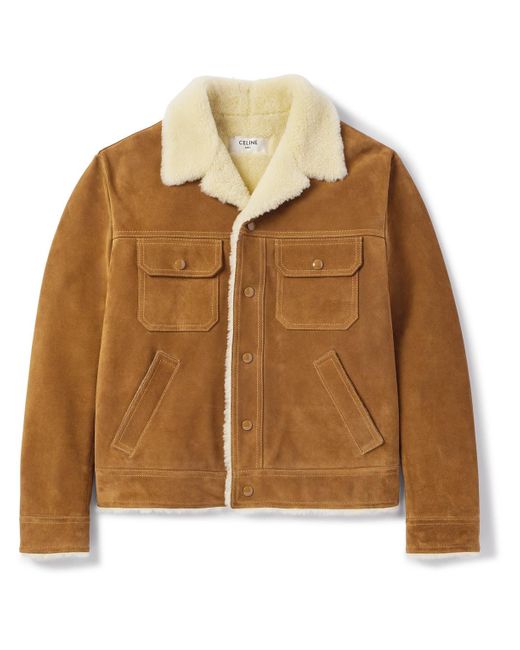 Céline Brown Shearling Trucker Jacket for men