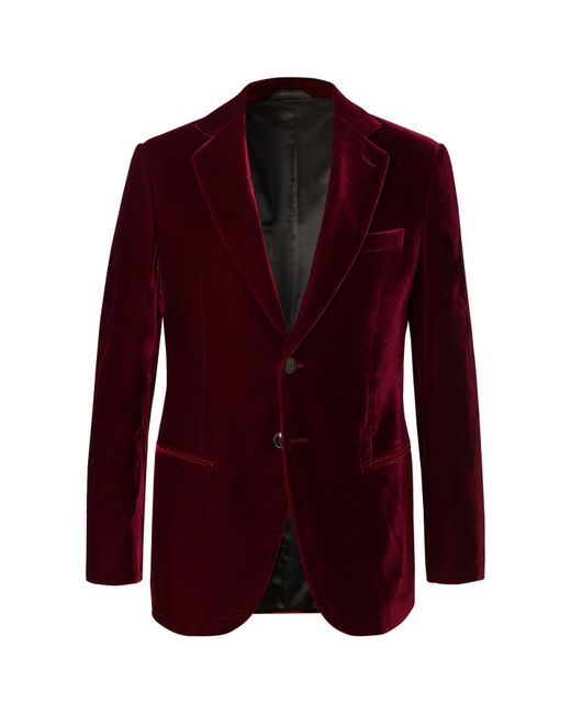 Giorgio Armani Red Claret Slim-fit Velvet Tuxedo Jacket for men