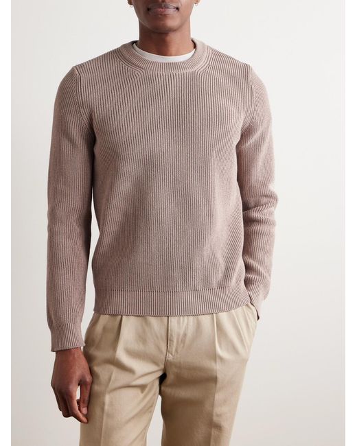 Slowear Natural Zanone Ribbed Cotton Crêpe Sweater for men