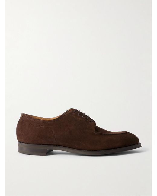 Edward Green Brown Dover Suede Derby Shoes for men