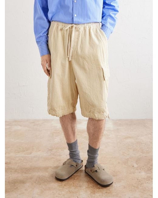 Barena Natural Wide-Leg Cotton-Corduroy Cargo Shorts for men
