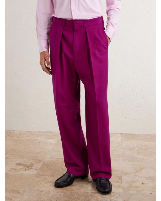 Tom Ford Pink Wide-leg Wool-twill Pleated Suit Trousers for men