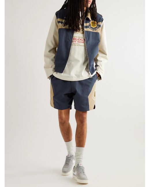 Rhude Blue Wine Club Logo-appliquéd Cotton-twill Blouson Jacket for men