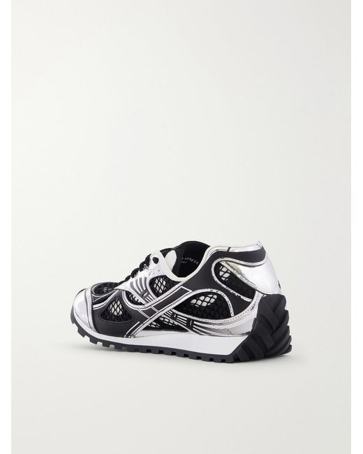 Bottega Veneta White Orbit Metallic Mesh Sneakers for men