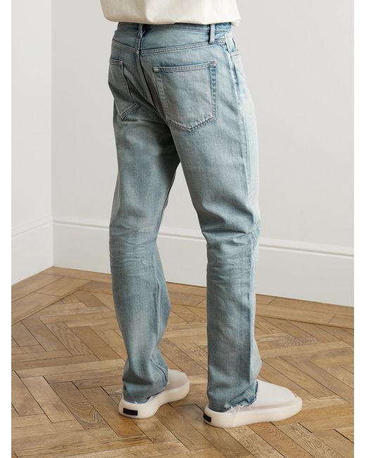Fear Of God Gerade geschnittene Jeans mit Logoapplikation und Fransen in Blue für Herren