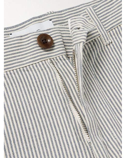 Mr P. Gray Slim-Fit Straight-Leg Striped Cotton Bermuda Shorts for men