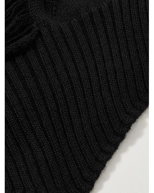 Rick Owens Black Distressed Wool Balaclava