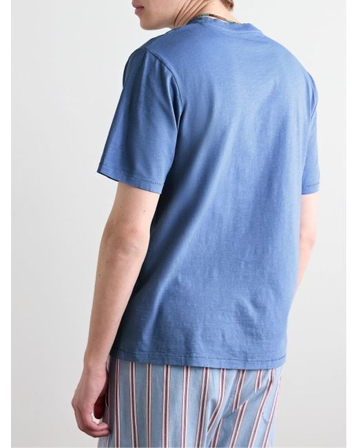 Hartford Blue Surf Mania Printed Garment-Dyed Cotton-Jersey T-Shirt for men