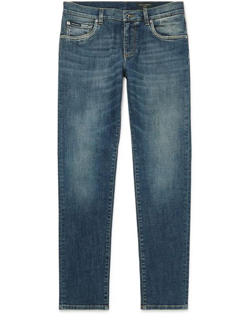 Dolce & Gabbana Blue Slim-fit Stretch-denim Jeans for men