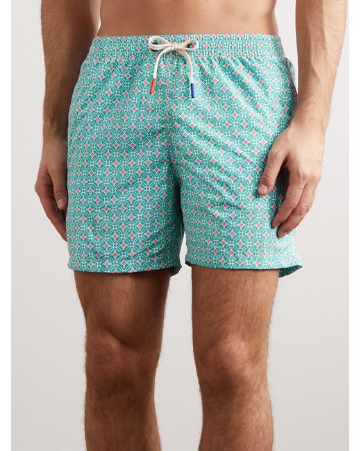 Altea Blue Diamond Straight-Leg Mid-Length Printed Swim Shorts for men