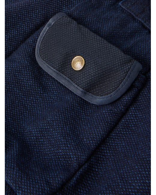 FRIZMWORKS Blue Sashiko Denim Messenger Bag for men
