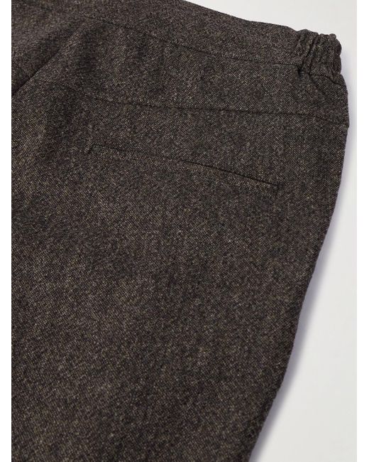 De Petrillo Gray Straight-leg Pleated Wool-blend Flannel Suit Trousers for men
