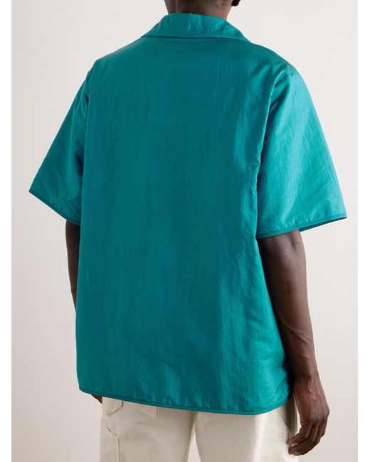 Jil Sander Blue Camp-Collar Padded Shell Shirt for men
