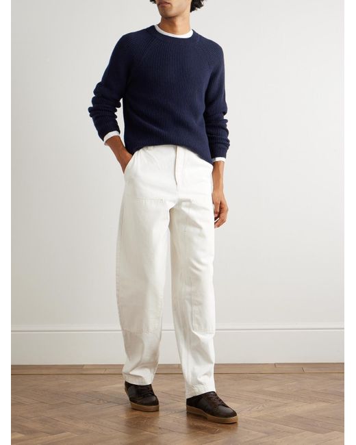 Incotex Zanone Ribbed Virgin Wool Sweater di Slowear in Blue da Uomo