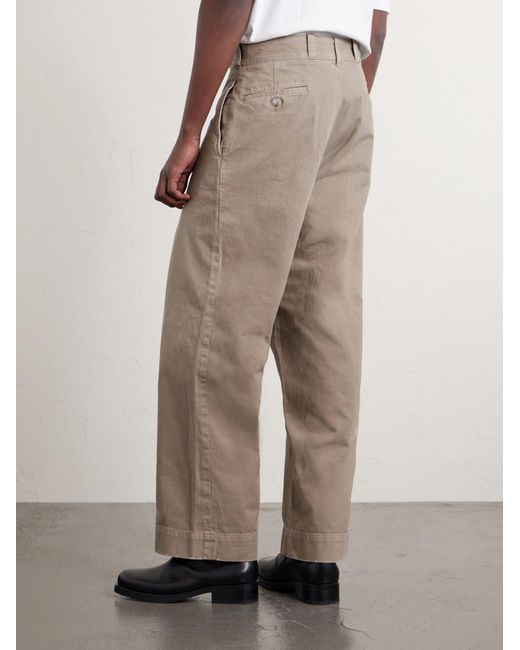 A.PRESSE Natural Wide-Leg Cotton-Twill Trousers for men